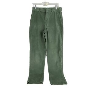 Lands End Corduroy Pants Men's 30R Flat Front Olive Green Relaxed Fit Straight